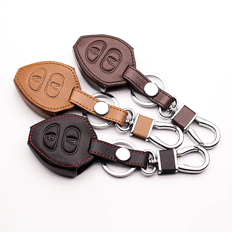 Top Layer Leather Genuine Leather Remote Control Key Case For Toyota Corolla Rav4 Yaris Avensi Prado Echo Car Accessories Shell