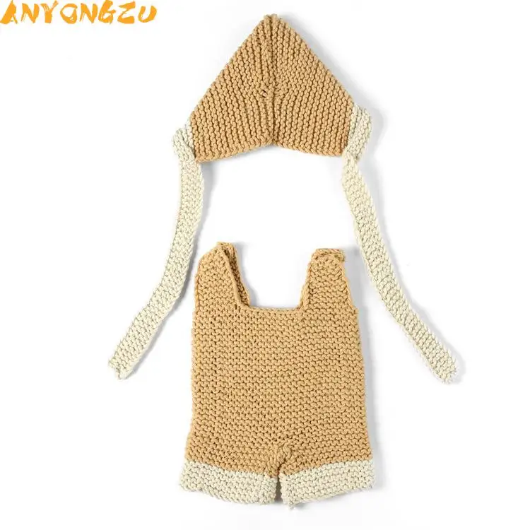 Hand Woven Baby Photography Clothing new Beige Set Exhibition Explosion Baby Photo Shoot 0 to 3 months baby