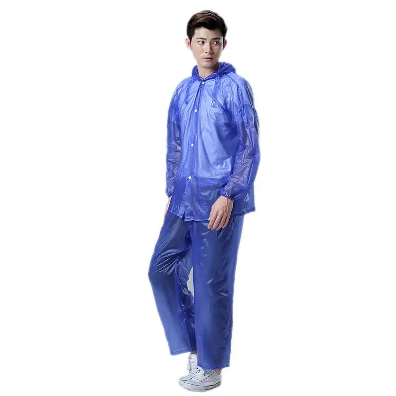 Fashion Eva Color Transparent Set Separate Raincoat Rain Pants For Men And Women Plastic Raincapes Outdoor Rainproof Suits