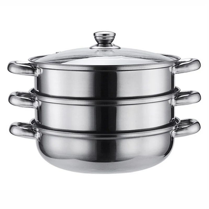 

3 Tier Stainless Steel Steamer - Cookware 28cm Saucepan Pot
