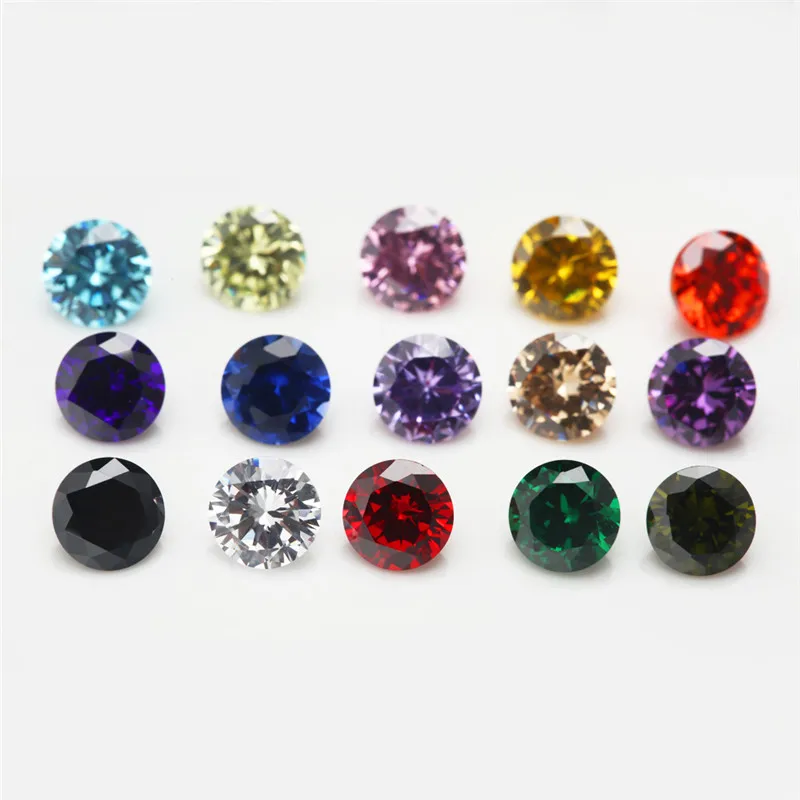 Total 15pcs 4mm~10mm 1pcs Per Colors Loose Cubic Zirconia Round Shape CZ Synthetic Gemstone