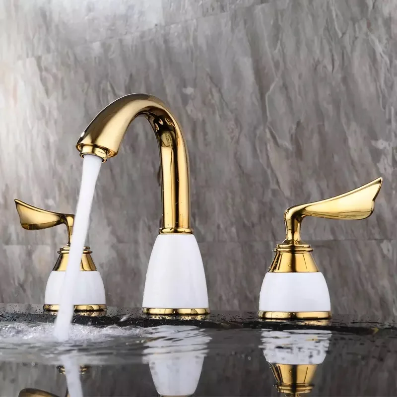 

BAKALA Contemporary Widespread Two Handle Centerset Gold Bathroom Sink Faucet Lavatory Vanity Faucet PVD Gold GZ8201K