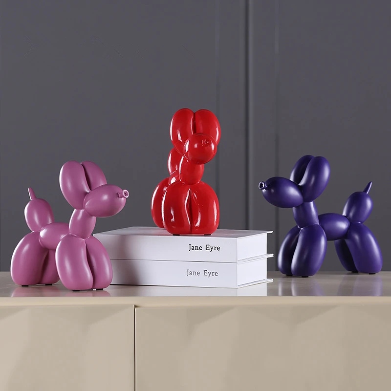 New Modern Simple Balloon Dog Resin Statue Animal Figurine Sculpture For Home Decorations Gifts  Eight Colors 13