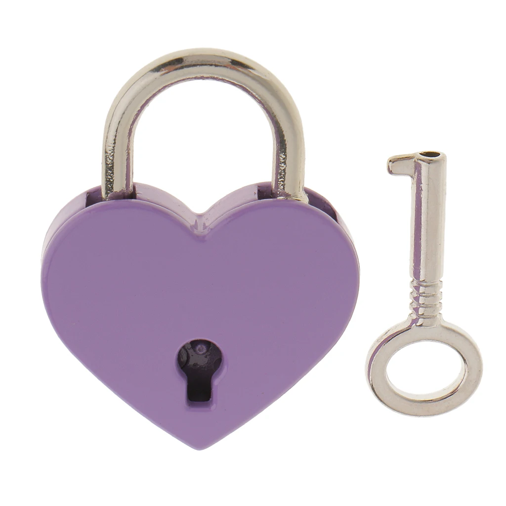 New Hot Vintage Heart Shape Padlock w/ Key Tiny Suitcase Crafts Lock Set Lovers Heart Locks Creative Birthday Gifts Presents