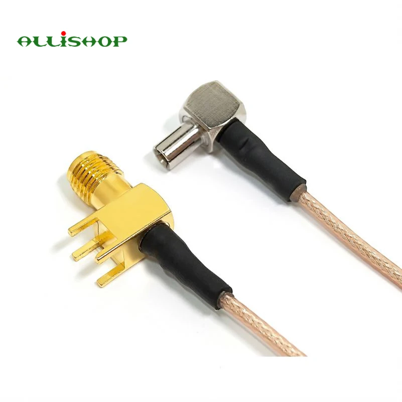 Cabo rabo de porco 1 cm ts9 ângulo reto rg316 para sma jack 90 graus conector pcb 6 polegadas