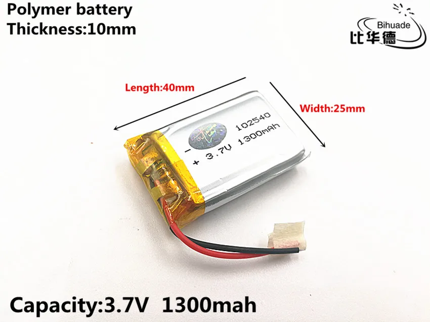 Dobra jakość 3.7 V, 1300 mAH, 102540, polimerowa bateria litowo-jonowa/akumulator litowo-jonowy do TOY, POWER BANK, GPS,