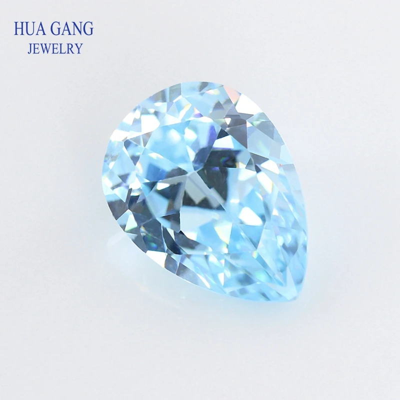 Pear Shape Light Seablue AAAAA Cubic Zirconia Synthetic CZ Stone Gems Size 2x3-15x20mm Beads For Jewelry Making