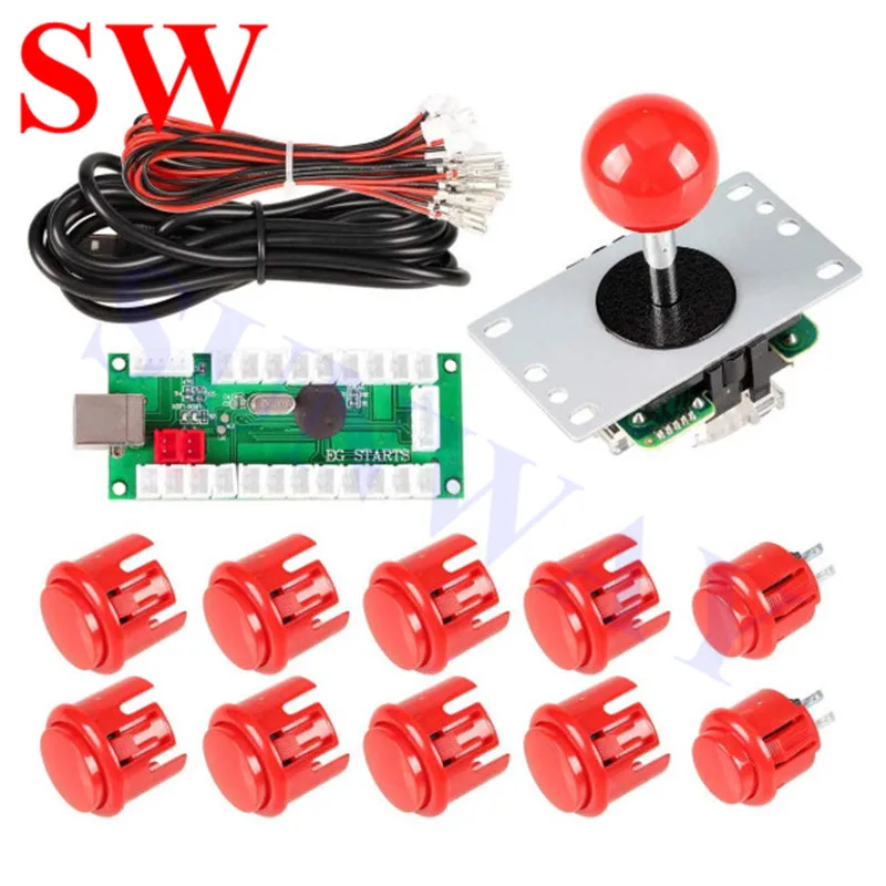 

Arcade Joystick DIY Kits 4/8 Way 5Pin Cable Joystick Fighting Stick Push Buttons with New style USB Control Board for MAME