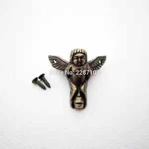 Decorative Antique Brass Corner Protector Screw, Vintage Angel Face, Cheetah Jewelry Chest Box Wood, Leg Furniture, 4pcs 8 Main Sales Feet for Retro Furniture - №4