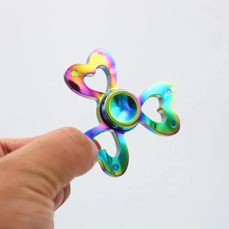 Spinner tri-spinner para niños, juguete de metal Multicolor EDC Speelgoed para autismo y TDAH, tri-spinner de mano de corazón, último de 2017