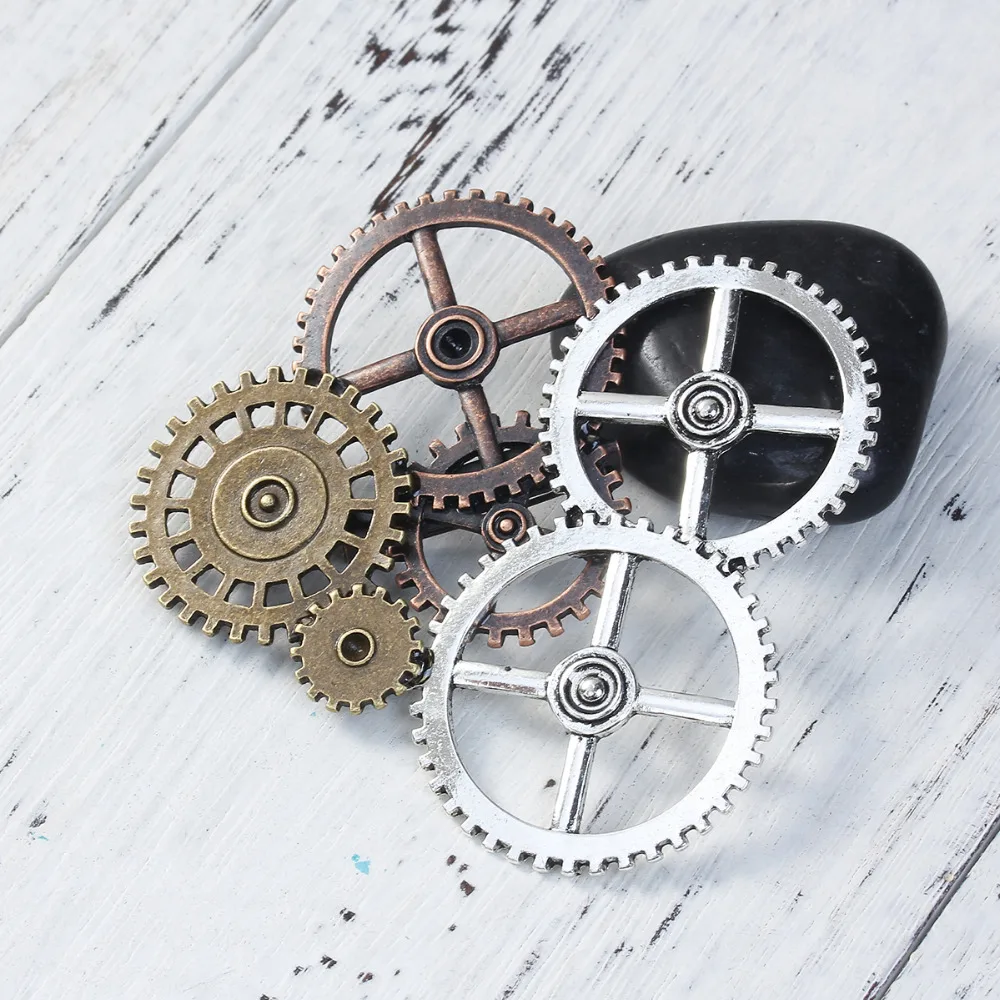 DoreenBeads Zinc Based Alloy Silver Color & Antique Copper Steampunk Pin Brooches Gears Hollow 78mm x 78mm(3 1/8\