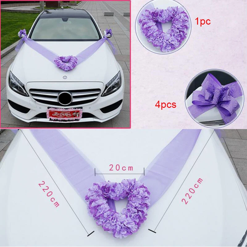 Artificial Flowers Car Decoration Sets Wedding Pompoms Silk Flower Foam Pearl Garland DIY Wreath Wedding Accessories