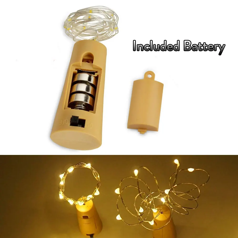 10 20 30 LED Wine Bottle Lights Cork Battery Powered Garland DIY Christmas String Lights For Party holiday Wedding Decoracion