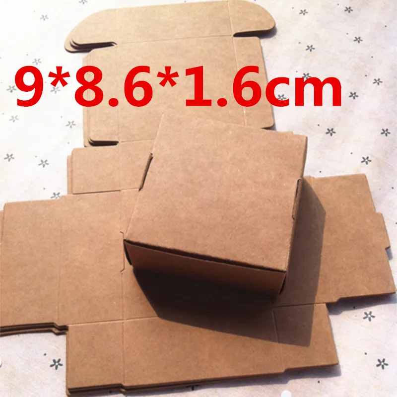 50Pcs 9*8.6*1.6cm Brown Carton Kraft Packing Box Wedding Favor and Gift Box Candy Box for Guest Handmade Soap Favors Paper Box