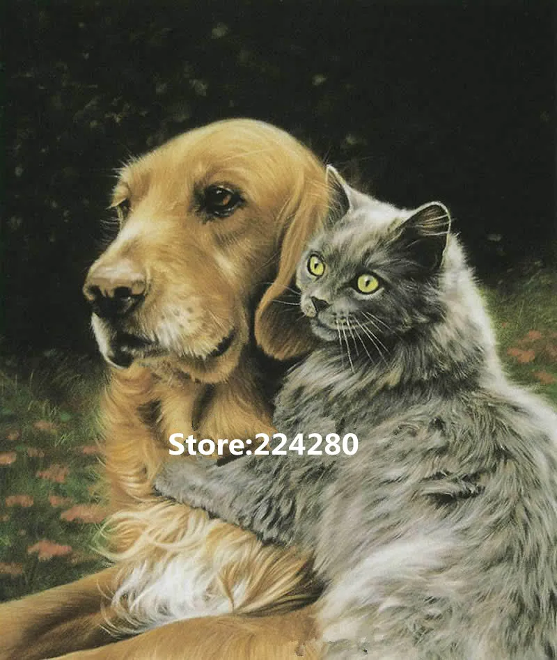 Needlework,Animal Cat Dog Cute Pets embroidery DIY 18CT14CT Unprinted Cross stitch kit,Art Pattern counted Cross-Stitching decor