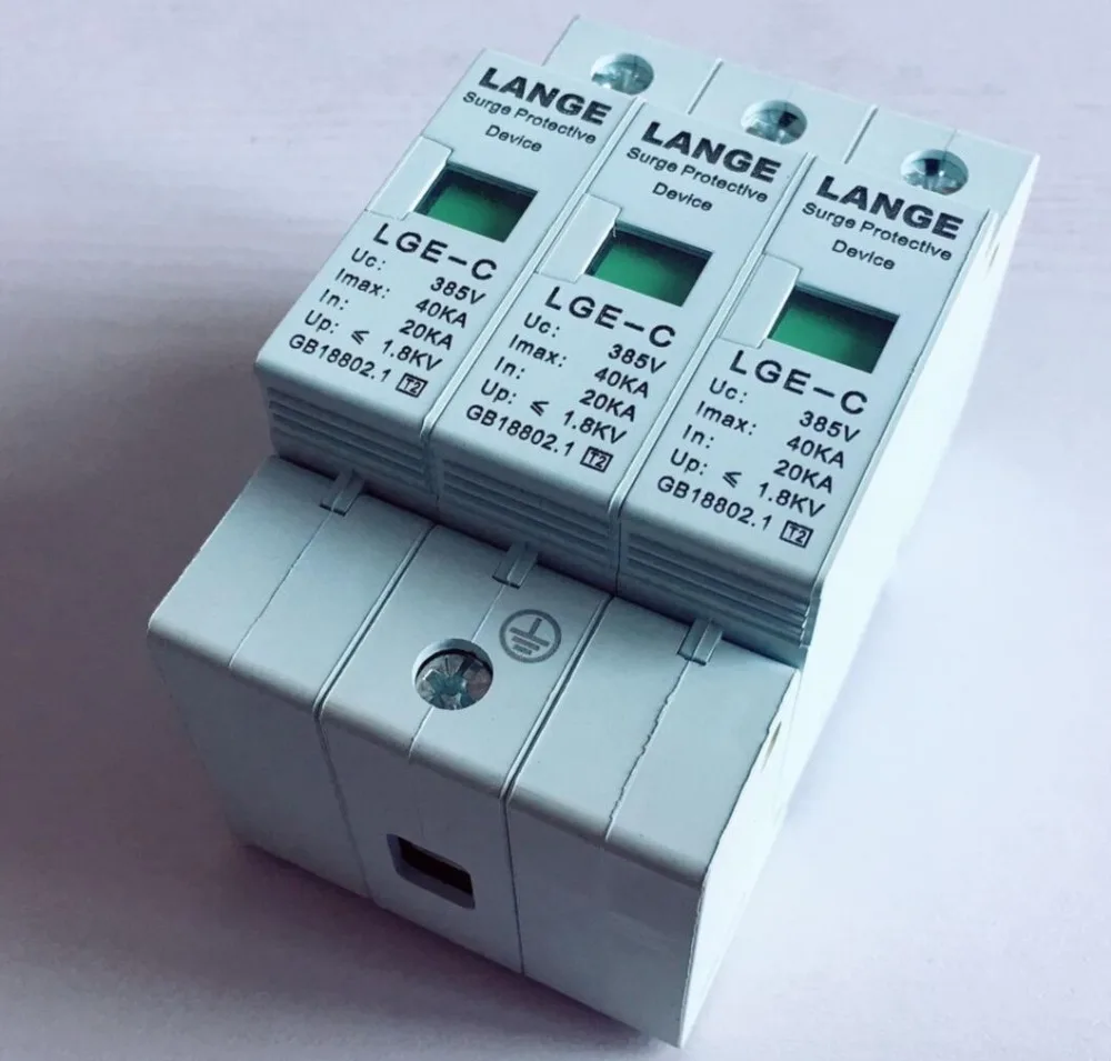 Din Rail Lightning protector 3P 385V Surge Arrester House Surge Protector Arrester 10-20KA 20-40KA 30-60KA 40-80KA