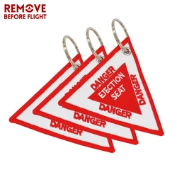 Red Triangle Ejection Seat 9CM Car Keychain Remove Before Flight Motorcycle Key Chains chaveiro para carro ortachiavi vespa 3pcs