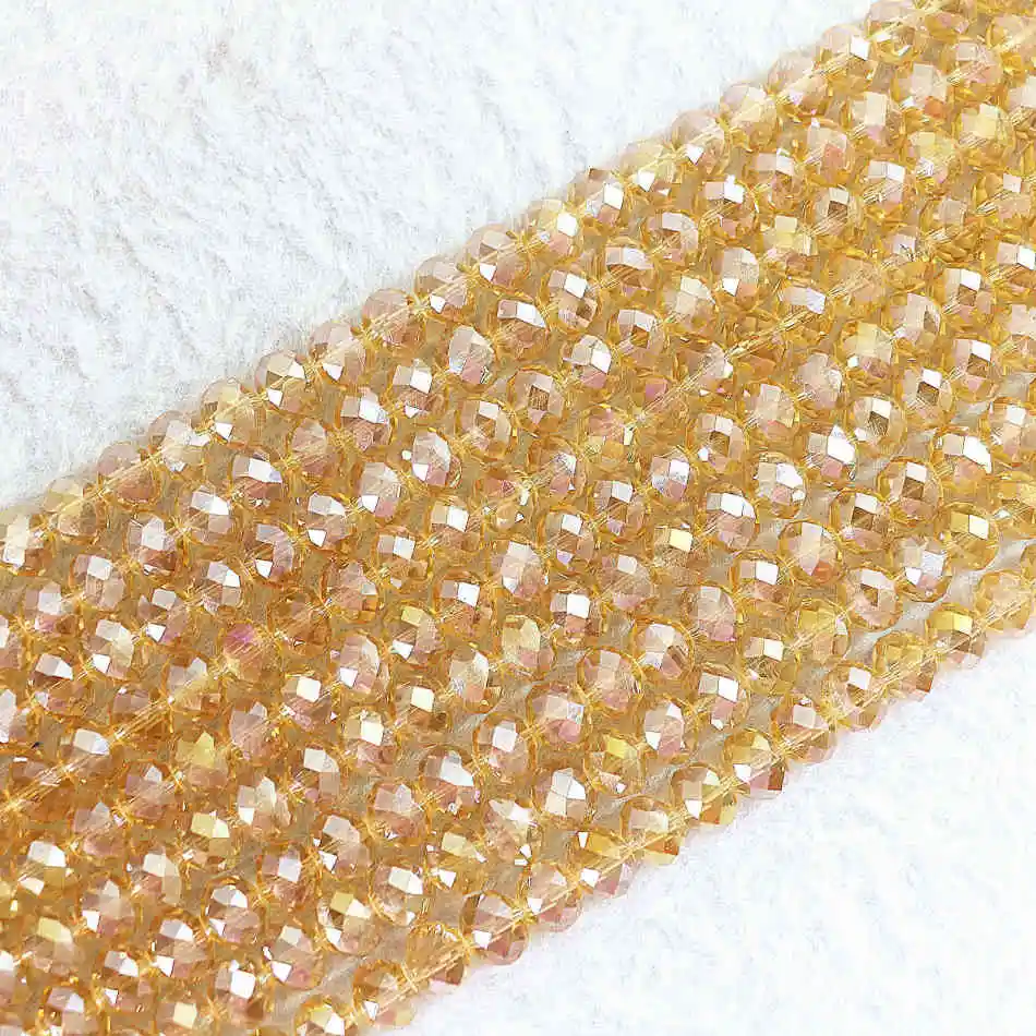 HOT champagne crystal glass AB color 3x4mm 4x6mm 5x8mm 8x10mm rondelle faceted loose beads 15