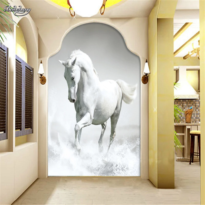 beibehang Custom photo wallpaper 3d  white horse gallop living room TV background mural wall paper papel de parede para quarto