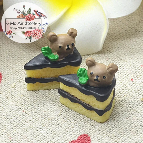 bear cake 10PCS 18x12mm Resin Flatback Cabochon Miniature Food Art Supply Decoration Charm Craft