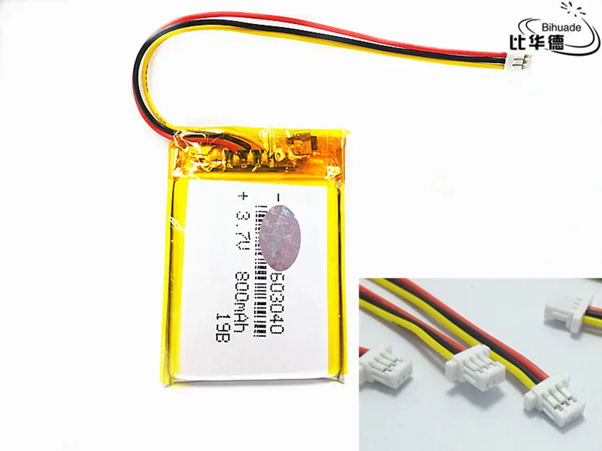 JST PH 1,0 mm 3-pinowy 3,7 V, 800 mAH 603040 Polimerowy akumulator litowo-jonowy / litowo-jonowy do tabletu BANK, GPS, mp3, mp4