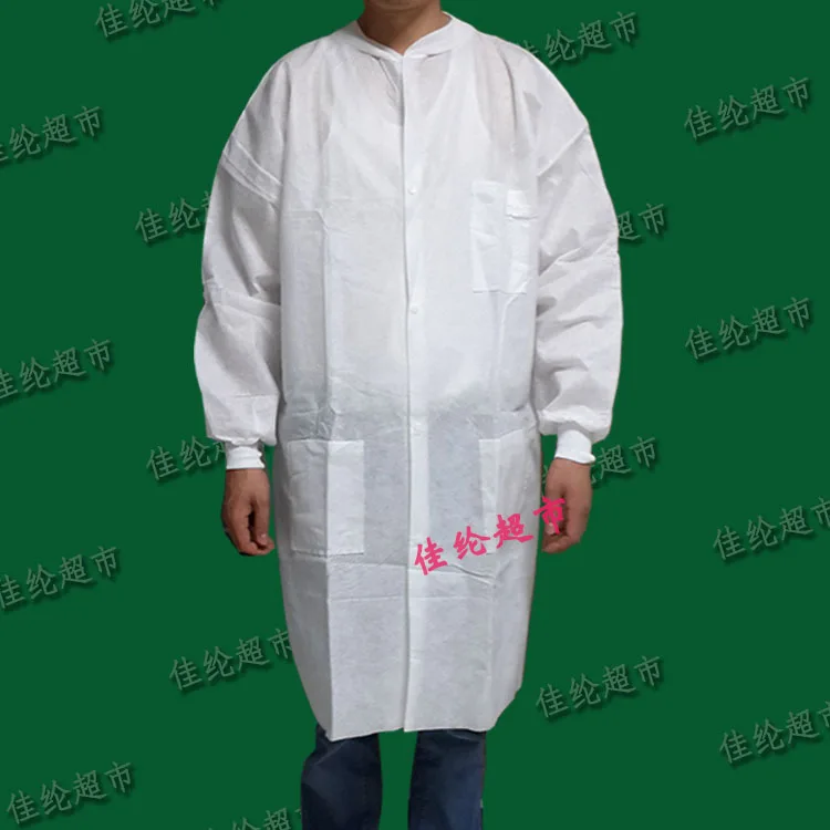 5pcs XL health Disposable coverall senior thickening non-woven SMS white coat insulated protective clothing dustproof gown