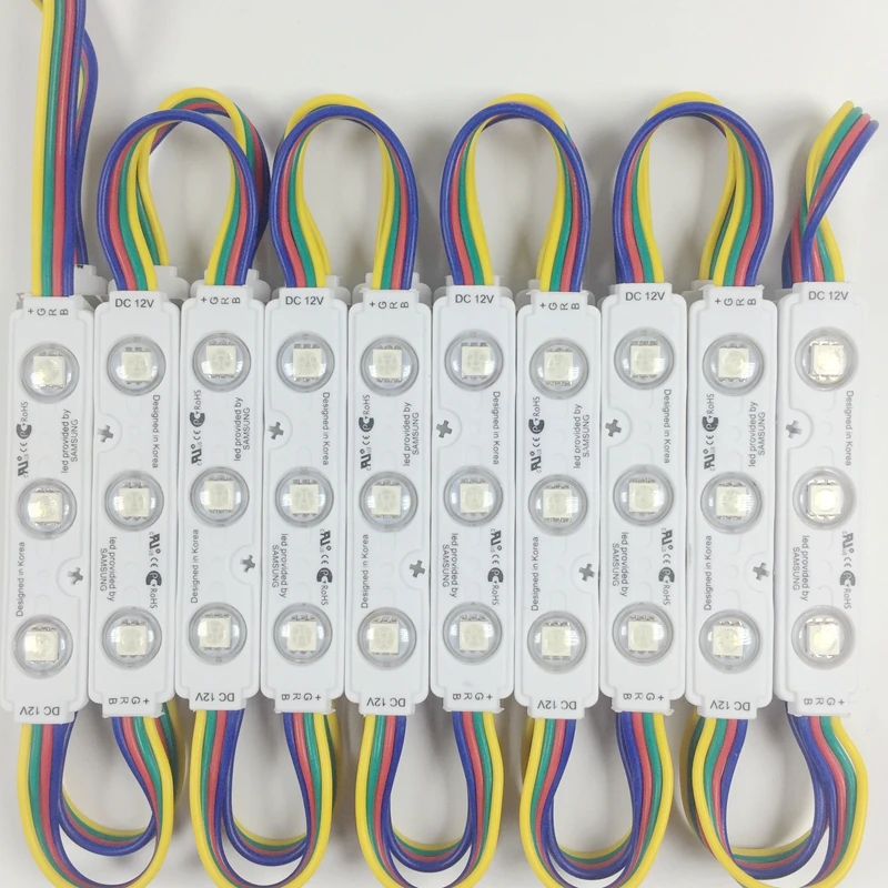 100pcs/lot LED Injection 5050 RGB LED Module 1.5W 12V waterproof  Color changeable led modules lighting for backlight