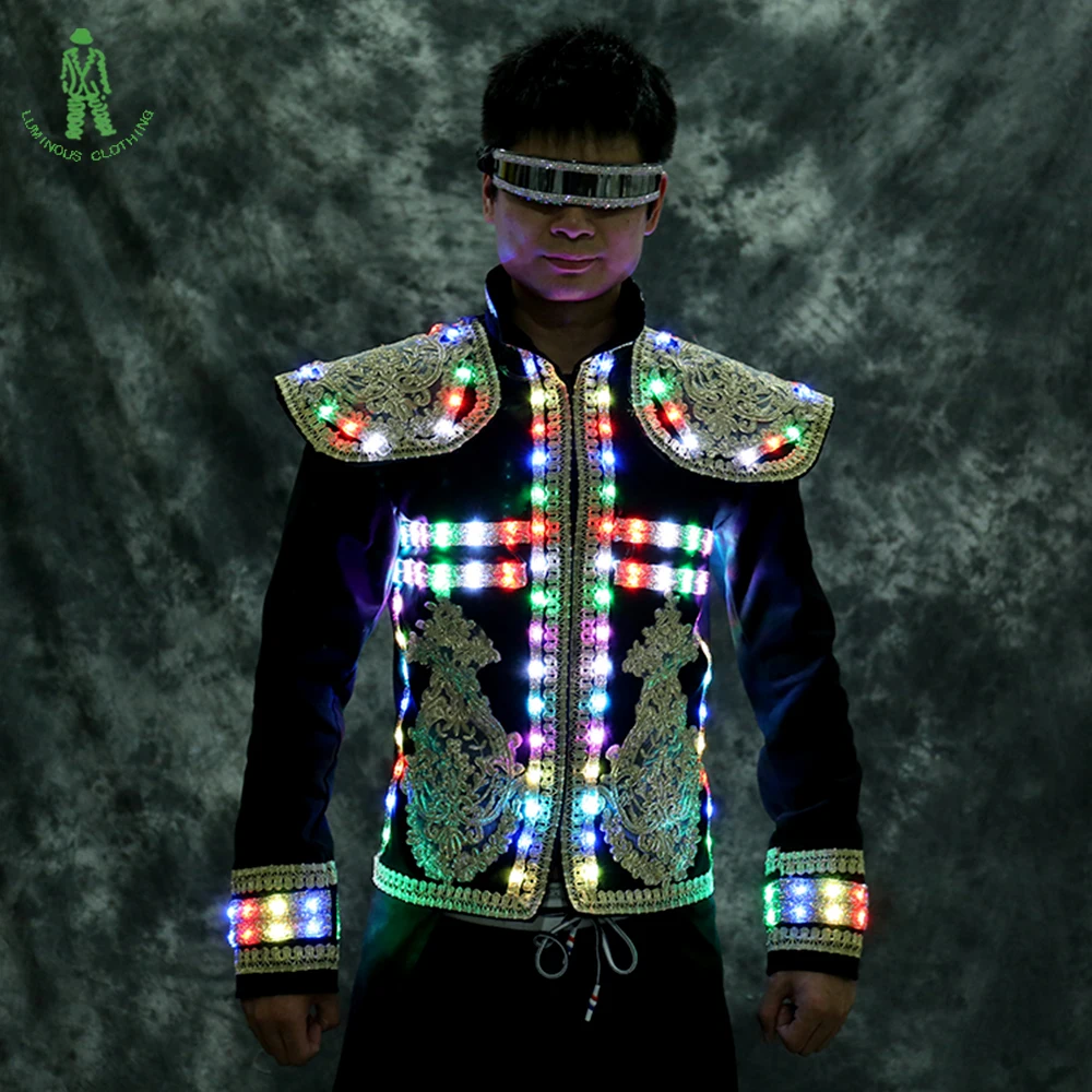 

Free Shipping LED Luminious Bull Suit Stage Show Night Club Party Lighting Clothing Changing Color