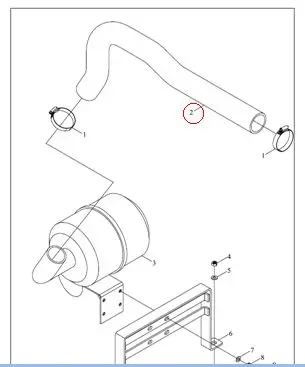 FT250.11B.101 AIR INLET PIPE, FOTON tractor parts, 20-30HP