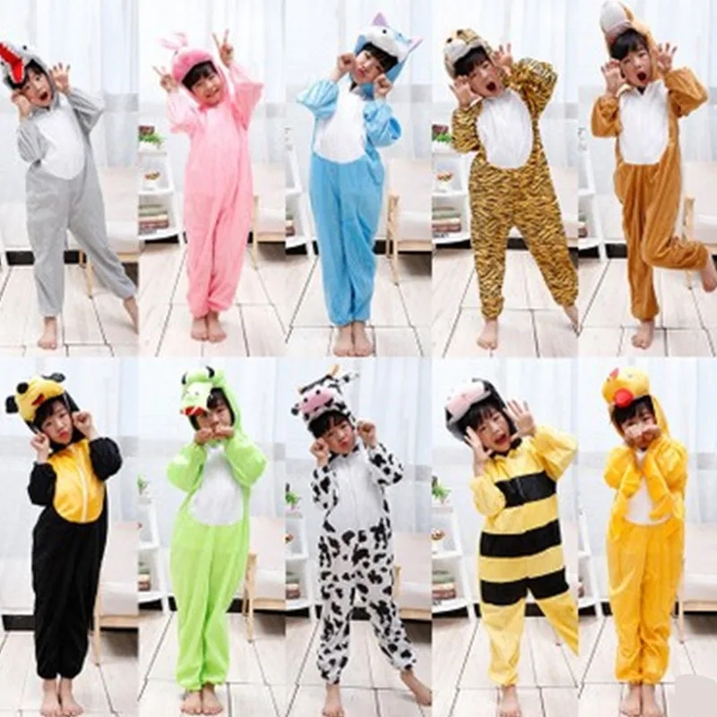 XS-4XL 28 Stile Unisex Nette Kigurumi Kinder Kinder Cartoon Winter Tier Pyjamas Nachtwäsche Halloween Kostüme Cosplays kleid