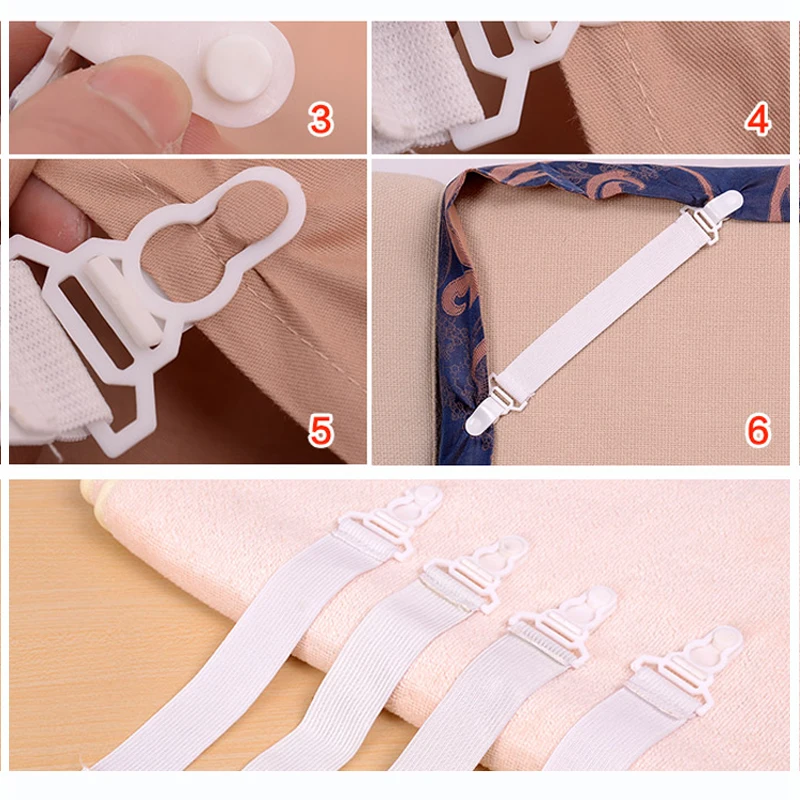 Hot 4Pcs/set White Bed Sheet Mattress Gripper Cover Blankets Grippers Clip Holder Fasteners Elastic Set Bed Sheet Clip Fasteners