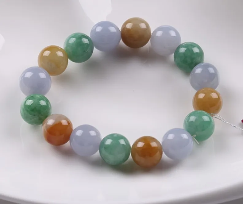 fine jewelry  Natural Burmese Jadeite A Tri-coloured Jadeite Bracelet