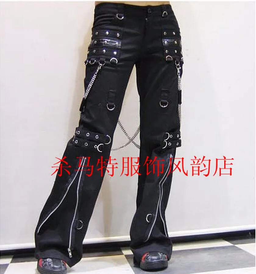 

27-40 New 2024 Men Clothing GD Hair Stylist Fashion Gothic Rend Punk Gothic Horn Non-mainstream Pants Plus Size Singer Costumes