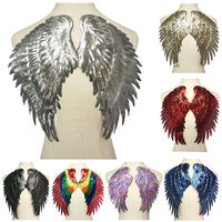 2PCS Gold Silver Rainbow Sequin Feather Angel Wings Sew Iron on Patches 33CM For Dress Jeans Shirt DIY Appliques Decoration