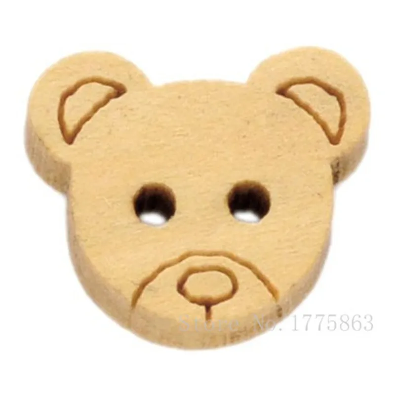 100 Pcs 13mm Cute Teddy Bear Face Buttons , for Sewing, Scrapbooking Crafts ,2 Holes 7NK67