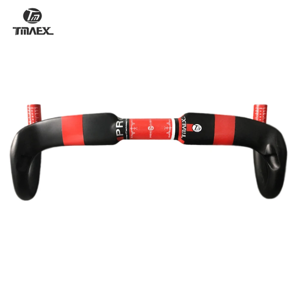 TMAEX-Red Matte Carbon Fiber Bicycle Handlebar, Bent Bar, 31.8x400mm, 420mm, 440mm, Road Bike Parts