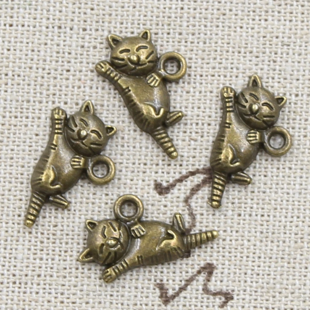 15pcs Charms Lazy Cat 20x12mm Antique Making Pendant fit,Vintage Tibetan Bronze Silver color,DIY Handmade Jewelry