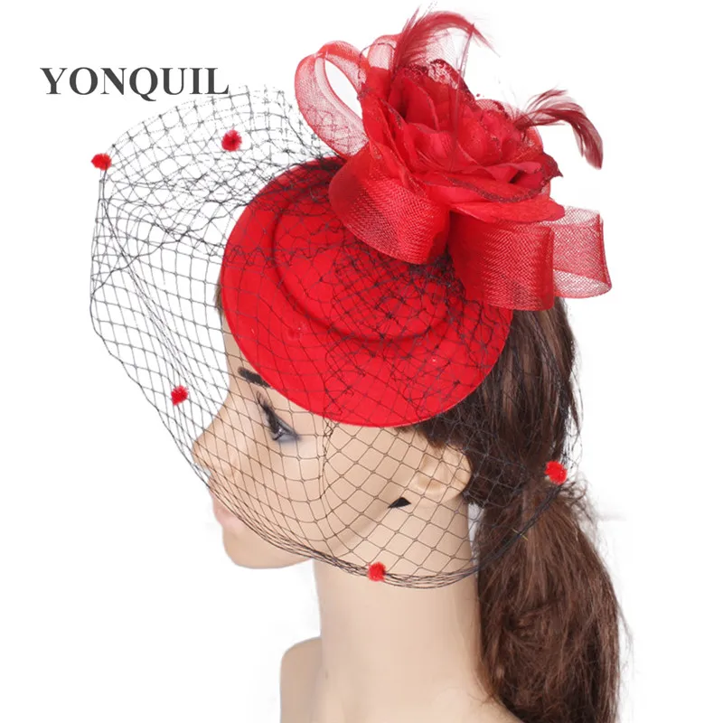 

6colors elegant nylon material fascinators headpiece occasion hair accessories cocktail party hat suit for all season SY17061902