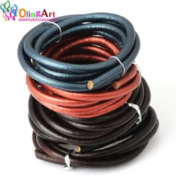 OlingArt 5MM 1Yard Round Leather Cord/Wire DIY brown/black /leather women earrings Bracelet choker necklace jewelry making