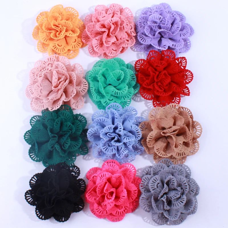 

50PCS 10CM Chiffon Fabric Ballerina Flowers For Hair Clips DIY Supplies Weddings Garment Shoes Accessories U Pick Color