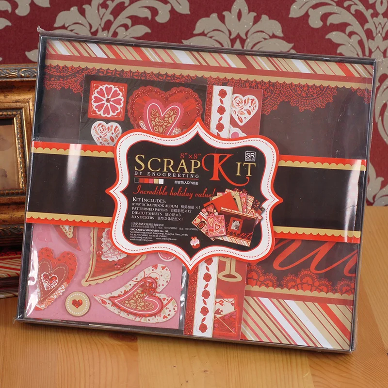 

ENOGREETING sweet wedding scrapbooking papercraft kit with paper stickers memory photo album