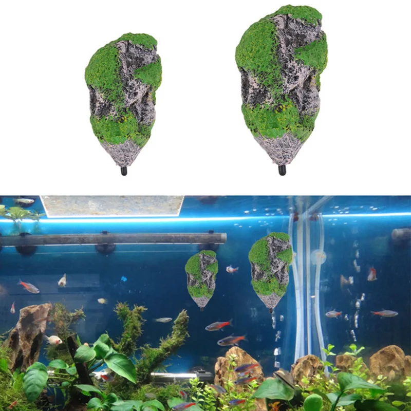 Artificial Floating Pumice Suspended Stone plant Grow on stone fish tank Ornament Avatar Fantasy Wonderland Aquarium Decoration