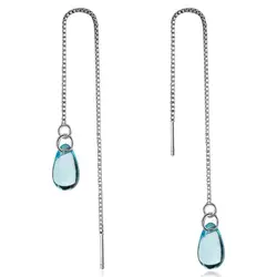 New Korean Literary Sweet Blue Crystal Water Drop Earrings For Women Pendientes Jewelry Gift Brincos SAE481
