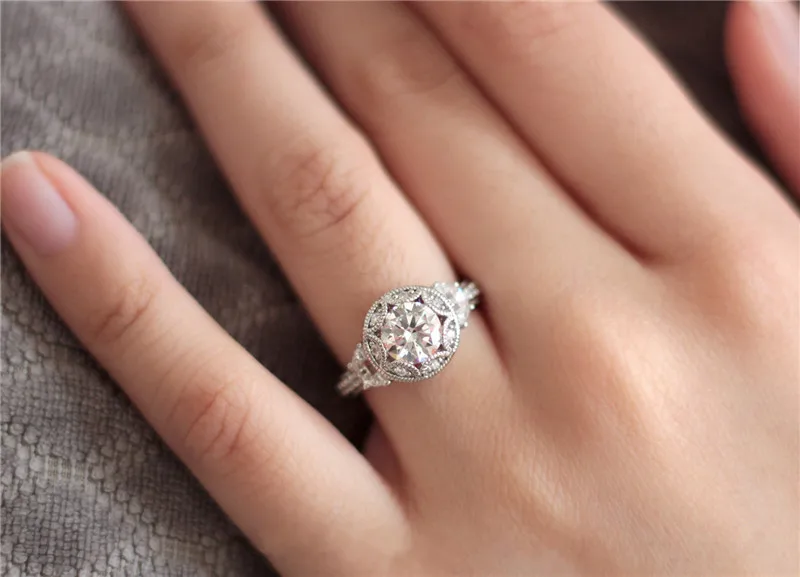 Vintage Promise ring 925 Sterling Silver Cubic Zirconia Hollow Wedding Band Rings for women Bridal Engagement Finger Jewelry
