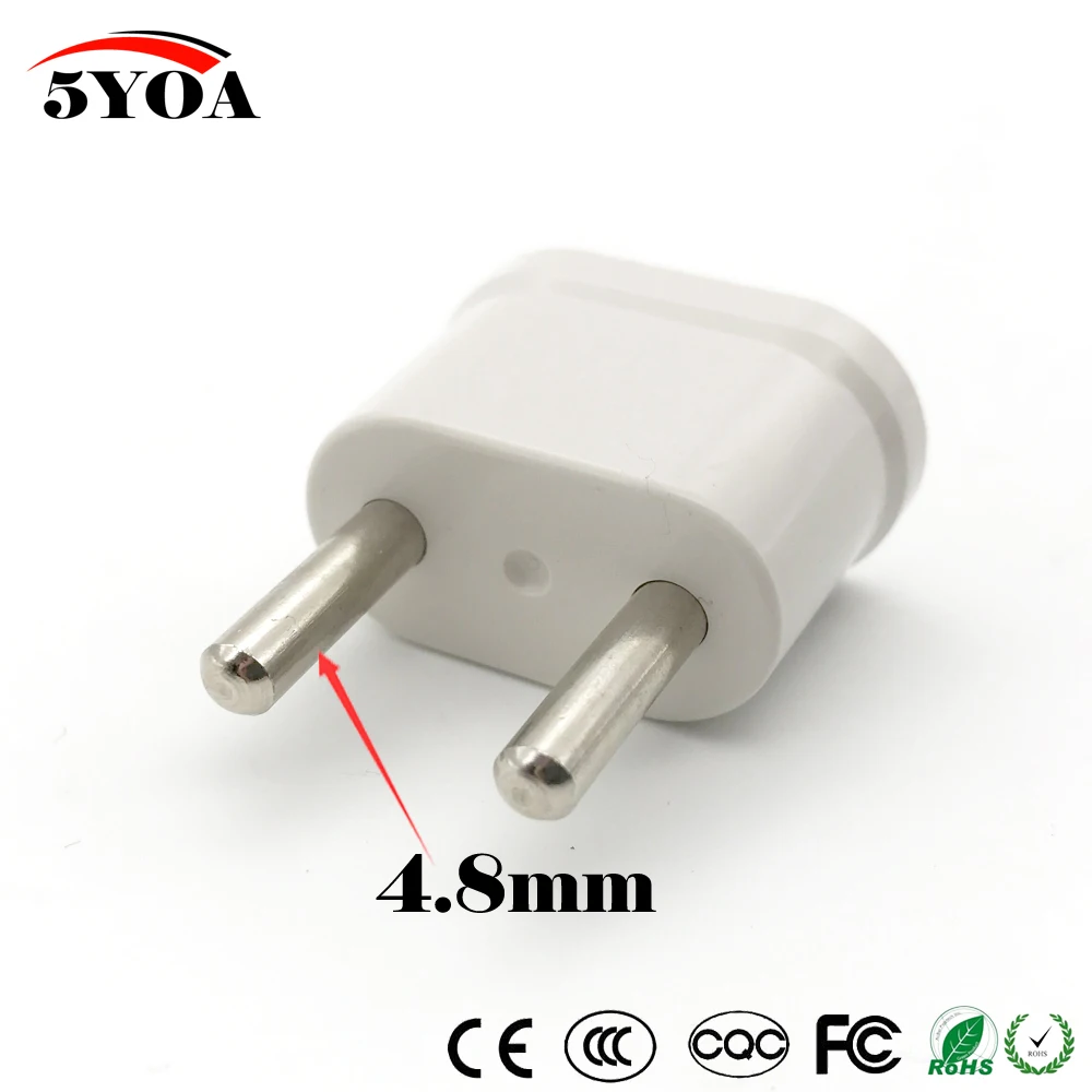 US USA to Schuko EU EURO Europe Travel Power Plug Adapter Charger Converter for USA converter White