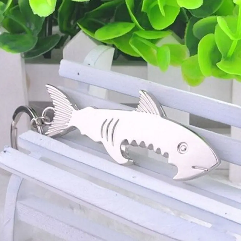 Creative Keychain Bottle Opener, Shark and Fish Shape Key Chain, Beer Openers, Can Openers, Alloy Shark Shape, 200PCs