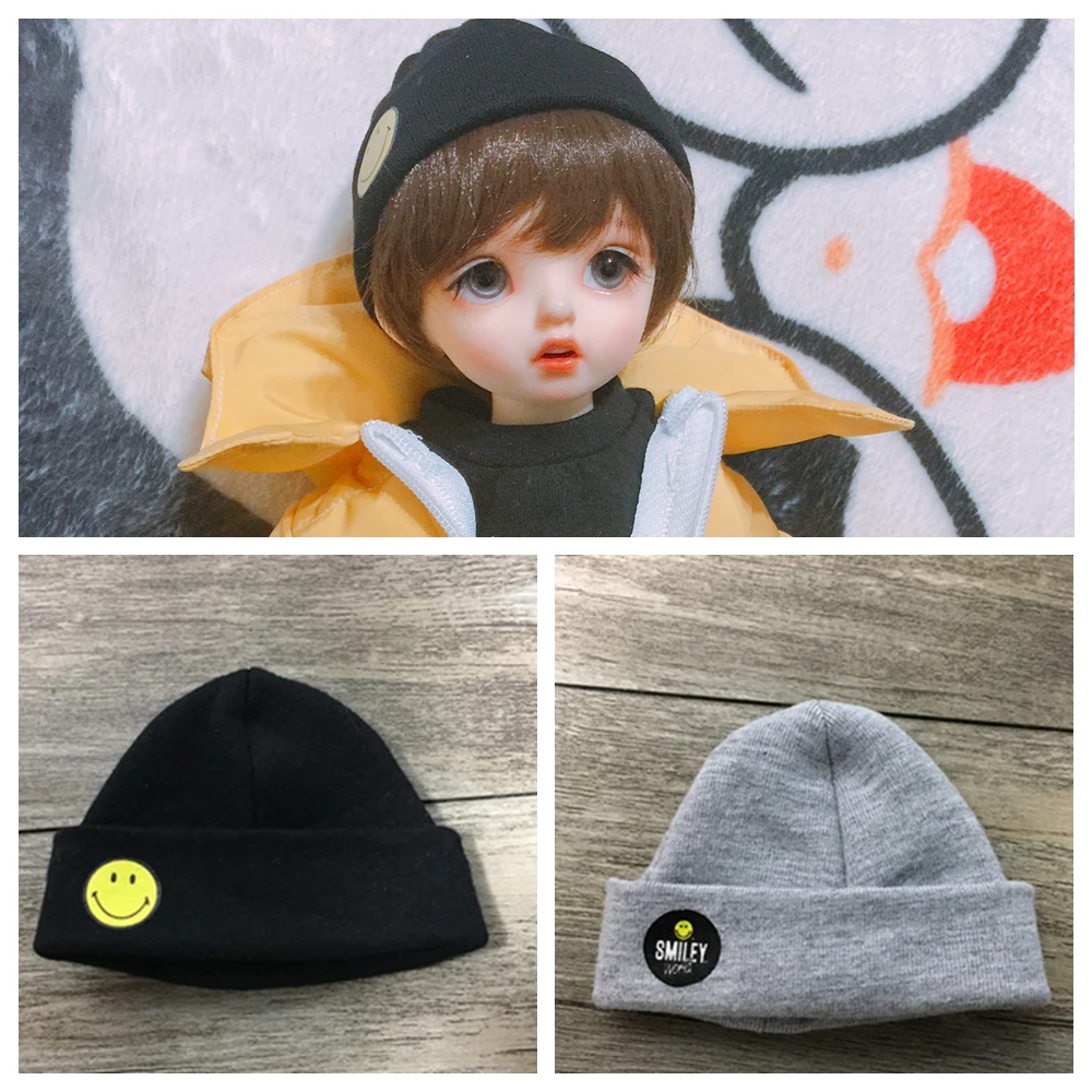 1PCS Fashion Blyth Hat Black Gray Smile Flexible Cap for 1/6 BJD Dolls Accessories