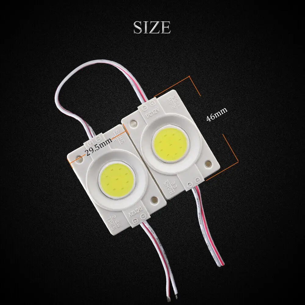 DHL 1000 pcs/lot  New 2.4W/pcs injection COB LED Module with lens DC12V advertising light,Led Backlight For Channel Letters