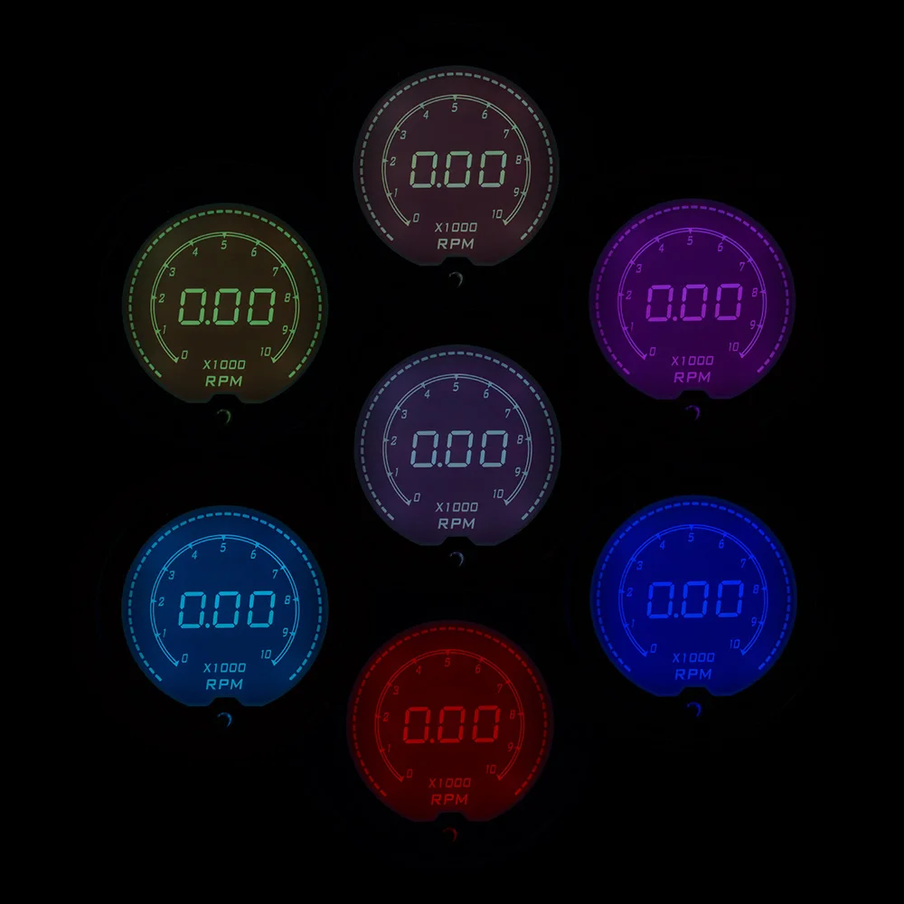 New 52MM Digital Car Tachometer Adjustable 7 Colors Display Rpm Gauge LCD Rpm Meter Car Meter TT100115