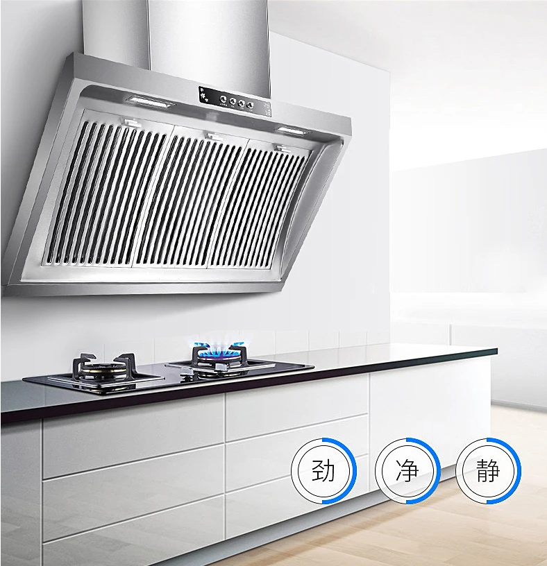 Household Range Hood 900mm Side Suction Stainless Steel Panel Hanging Household Smoke Exhauster Kitchen Exhaust Hood